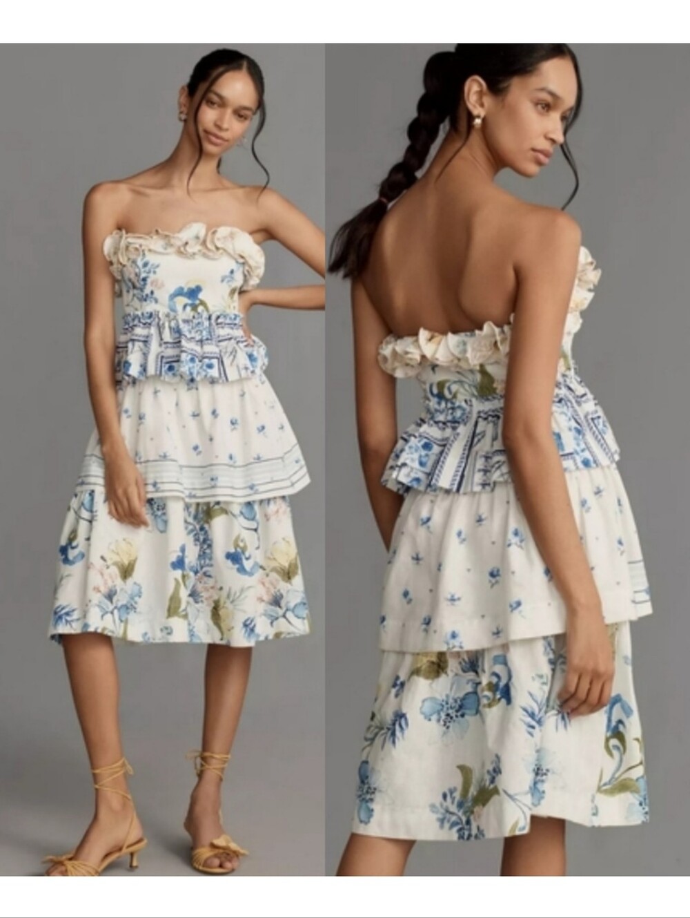 Anthropologie Maeve Linen Blend Strapless Knee-length Dress Size Small Vacay